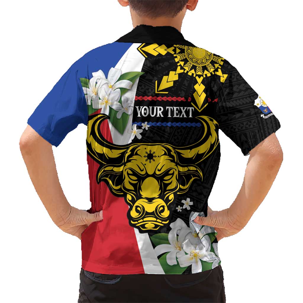 Personalised Philippines Carabao Family Matching Short Sleeve Bodycon Dress and Hawaiian Shirt Filipino Sun Mix Sampaguita Flower LT14 - Polynesian Pride
