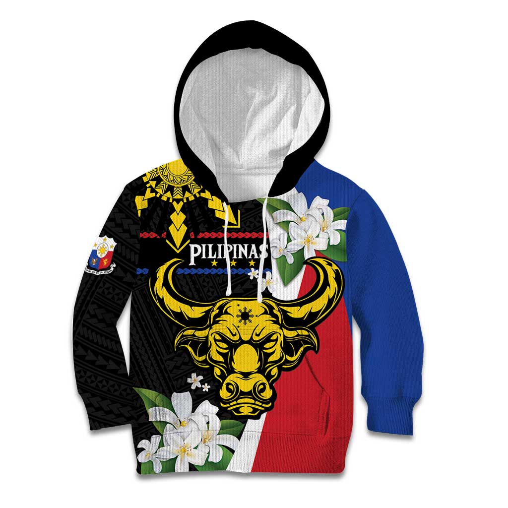 Personalised Philippines Carabao Kid Hoodie Filipino Sun Mix Sampaguita Flower