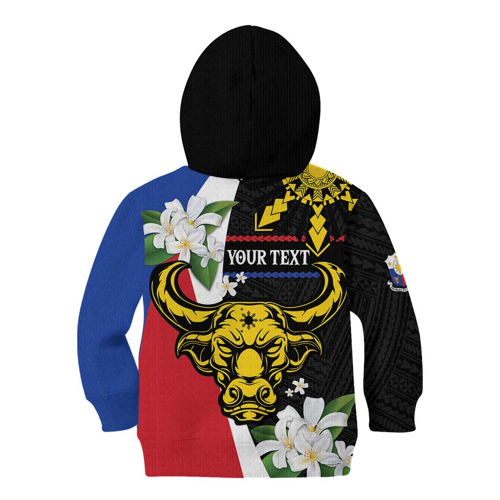 Personalised Philippines Carabao Kid Hoodie Filipino Sun Mix Sampaguita Flower