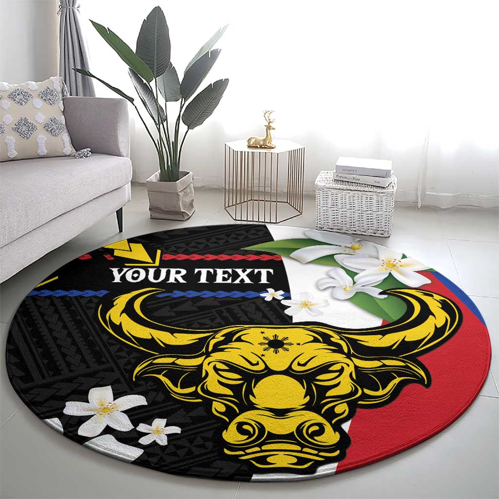 Personalised Philippines Carabao Round Carpet Filipino Sun Mix Sampaguita Flower LT14 - Polynesian Pride