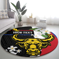 Personalised Philippines Carabao Round Carpet Filipino Sun Mix Sampaguita Flower LT14 - Polynesian Pride