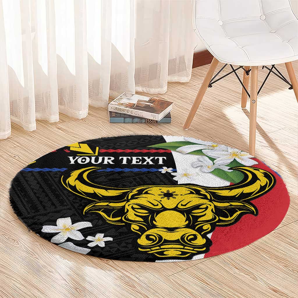 Personalised Philippines Carabao Round Carpet Filipino Sun Mix Sampaguita Flower LT14 - Polynesian Pride