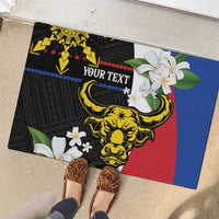 Personalised Philippines Carabao Rubber Doormat Filipino Sun Mix Sampaguita Flower LT14 - Polynesian Pride