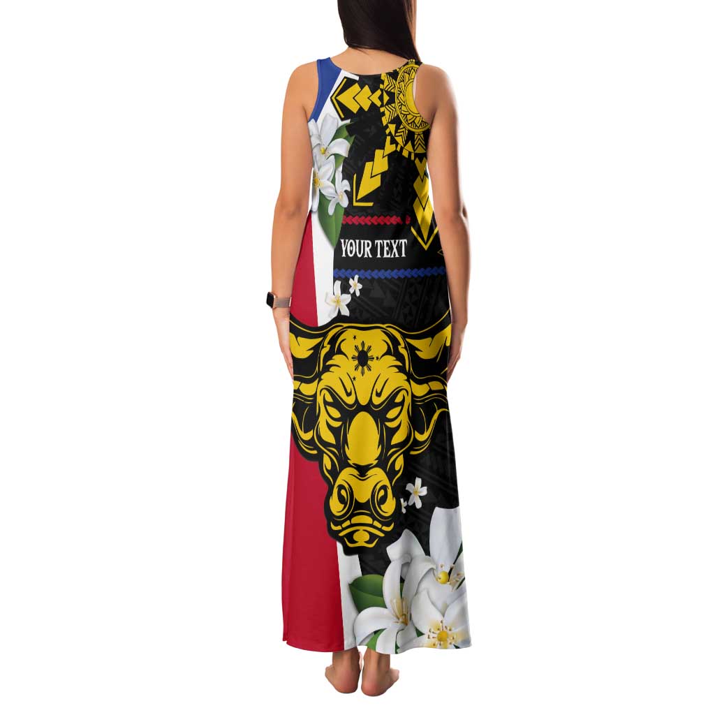 Personalised Philippines Carabao Tank Maxi Dress Filipino Sun Mix Sampaguita Flower LT14 - Polynesian Pride