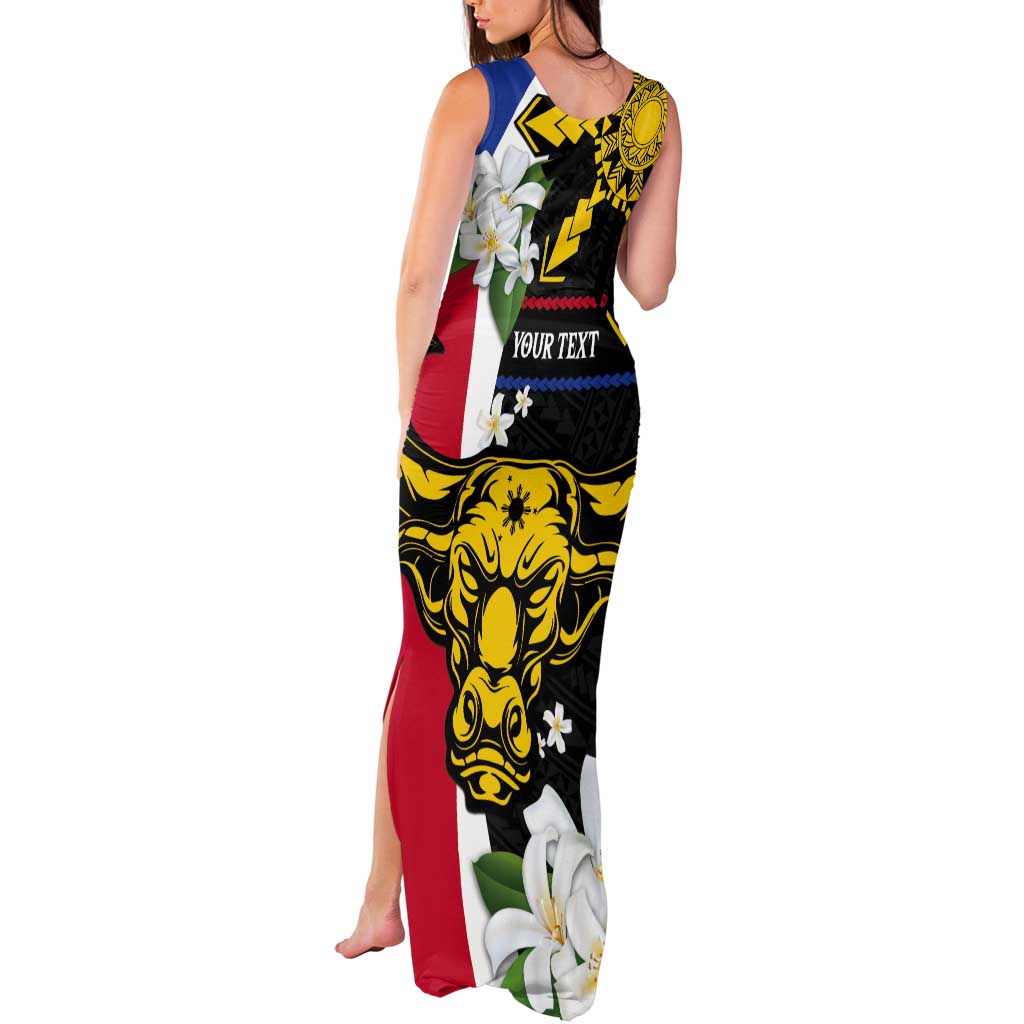 Personalised Philippines Carabao Tank Maxi Dress Filipino Sun Mix Sampaguita Flower LT14 - Polynesian Pride