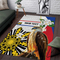 Personalised Philippines Eagle Area Rug Filipino Sun Mix Sampaguita Flower