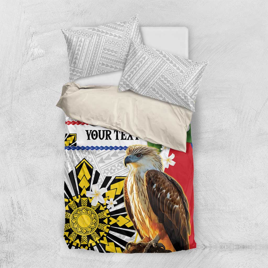Personalised Philippines Eagle Bedding Set Filipino Sun Mix Sampaguita Flower