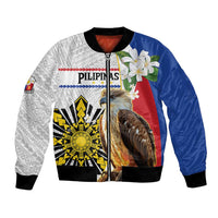 Personalised Philippines Eagle Bomber Jacket Filipino Sun Mix Sampaguita Flower