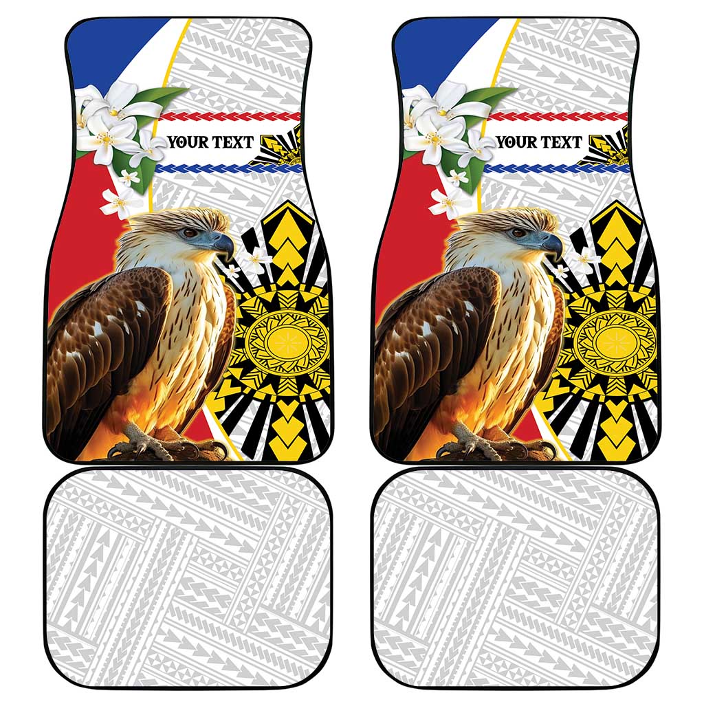 Personalised Philippines Eagle Car Mats Filipino Sun Mix Sampaguita Flower
