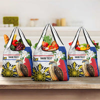 Personalised Philippines Eagle Grocery Bag Filipino Sun Mix Sampaguita Flower LT14 3-pack One Size White - Polynesian Pride