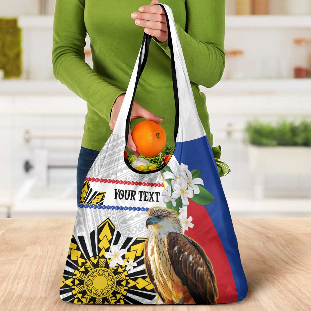 Personalised Philippines Eagle Grocery Bag Filipino Sun Mix Sampaguita Flower LT14 - Polynesian Pride