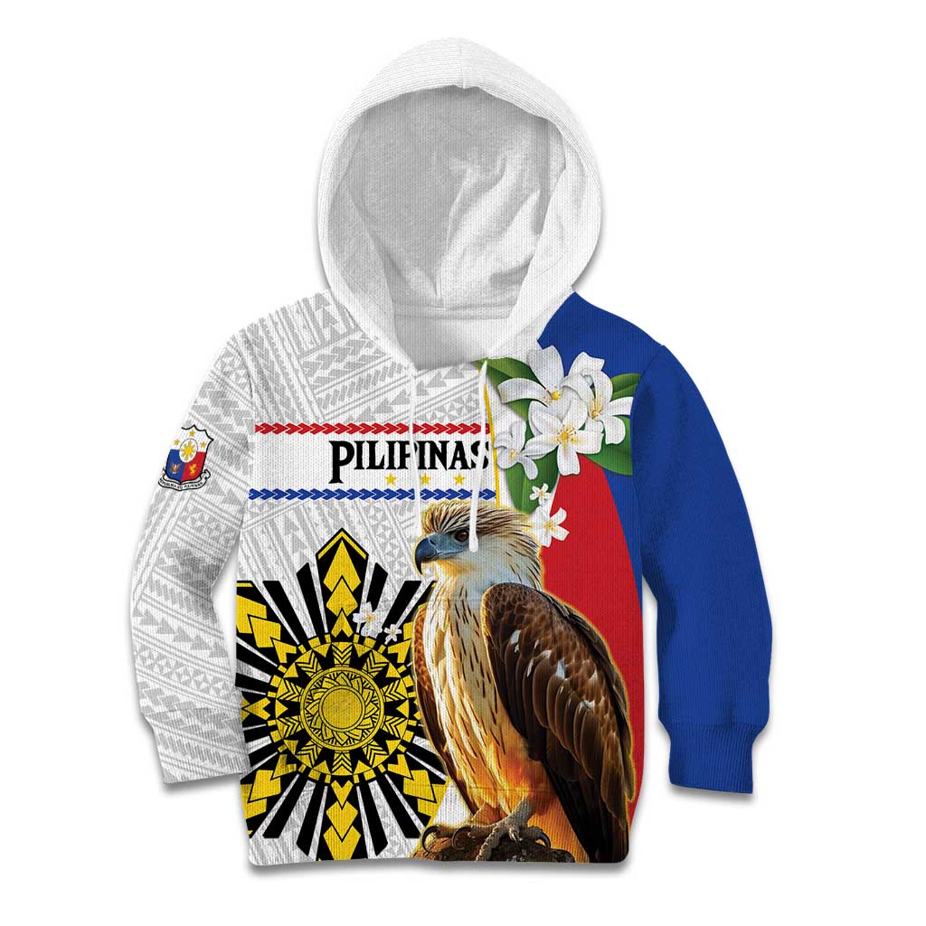Personalised Philippines Eagle Kid Hoodie Filipino Sun Mix Sampaguita Flower