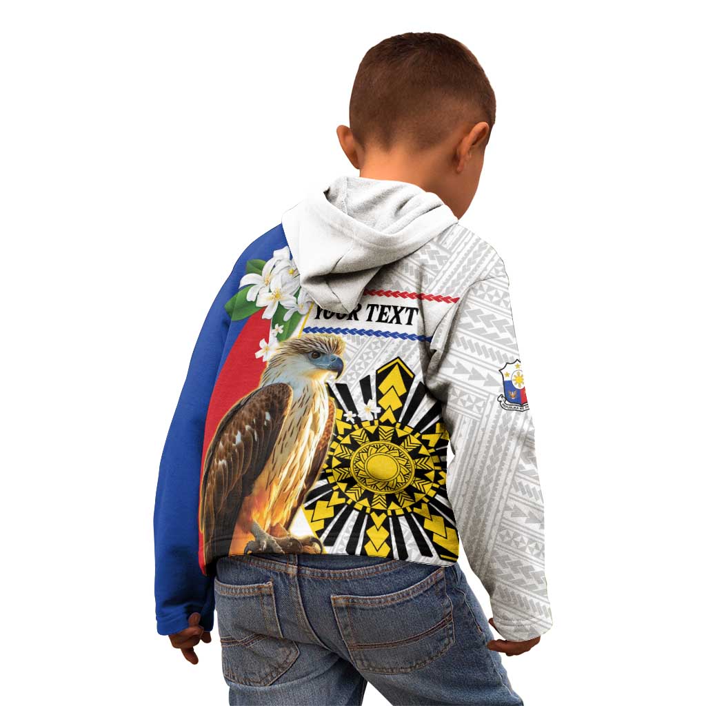 Personalised Philippines Eagle Kid Hoodie Filipino Sun Mix Sampaguita Flower