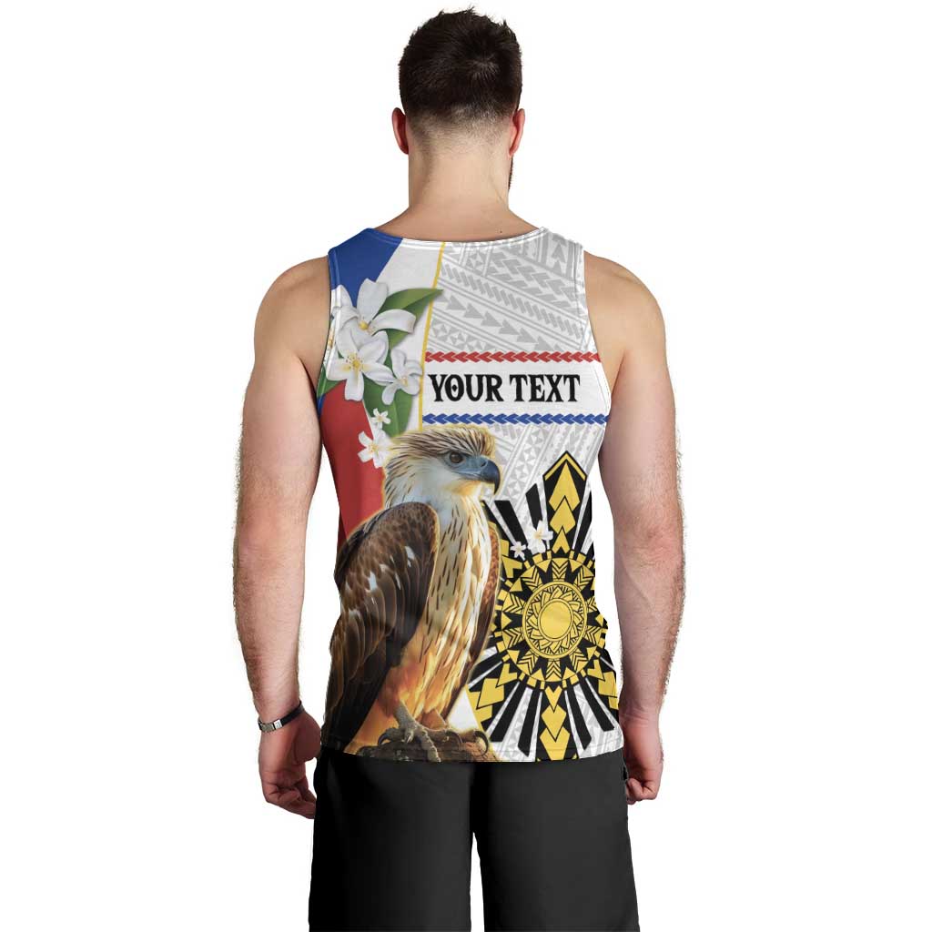 Personalised Philippines Eagle Men Tank Top Filipino Sun Mix Sampaguita Flower