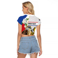 Personalised Philippines Eagle Raglan Cropped T Shirt Filipino Sun Mix Sampaguita Flower