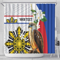 Personalised Philippines Eagle Shower Curtain Filipino Sun Mix Sampaguita Flower
