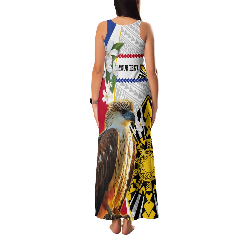 Personalised Philippines Eagle Tank Maxi Dress Filipino Sun Mix Sampaguita Flower
