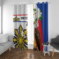 Personalised Philippines Eagle Window Curtain Filipino Sun Mix Sampaguita Flower