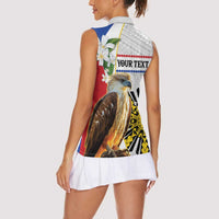 Personalised Philippines Eagle Women Sleeveless Polo Shirt Filipino Sun Mix Sampaguita Flower