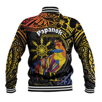 Philippines Sarimanok Baseball Jacket Papanok Legendary Bird Okir Polynesian Pattern