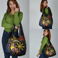 Philippines Sarimanok Grocery Bag Papanok Legendary Bird Okir Polynesian Pattern LT14 - Polynesian Pride