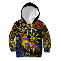 Philippines Sarimanok Kid Hoodie Papanok Legendary Bird Okir Polynesian Pattern