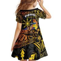 Philippines Sarimanok Kid Short Sleeve Dress Papanok Legendary Bird Okir Polynesian Pattern