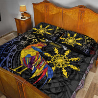 Philippines Sarimanok Quilt Bed Set Papanok Legendary Bird Okir Polynesian Pattern