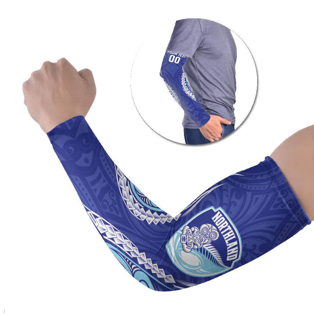 Northland 2026 Rugby Custom Arm Sleeves NZ Maori Silver Fern LT14 Set of 2 Blue - Polynesian Pride