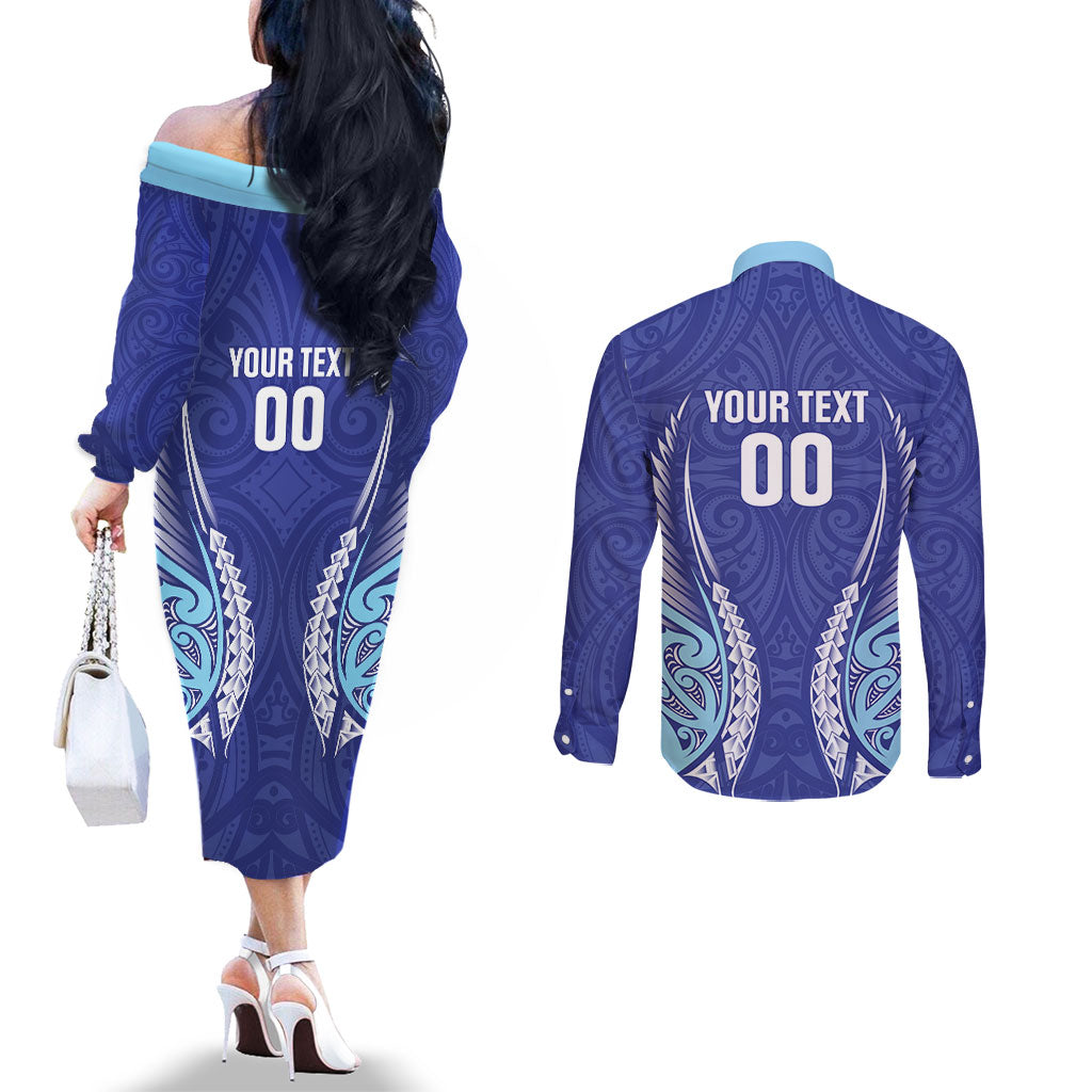Northland 2026 Rugby Custom Couples Matching Off The Shoulder Long Sleeve Dress and Long Sleeve Button Shirt NZ Maori Silver Fern LT14 - Polynesian Pride