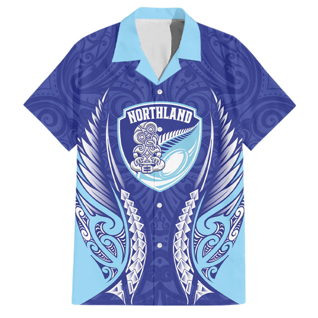 Northland 2026 Rugby Custom Family Matching Long Sleeve Bodycon Dress and Hawaiian Shirt NZ Maori Silver Fern LT14 Dad's Shirt - Short Sleeve Blue - Polynesian Pride