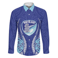 Northland 2026 Rugby Custom Family Matching Short Sleeve Bodycon Dress and Hawaiian Shirt NZ Maori Silver Fern LT14 Dad's Shirt - Long Sleeve Blue - Polynesian Pride