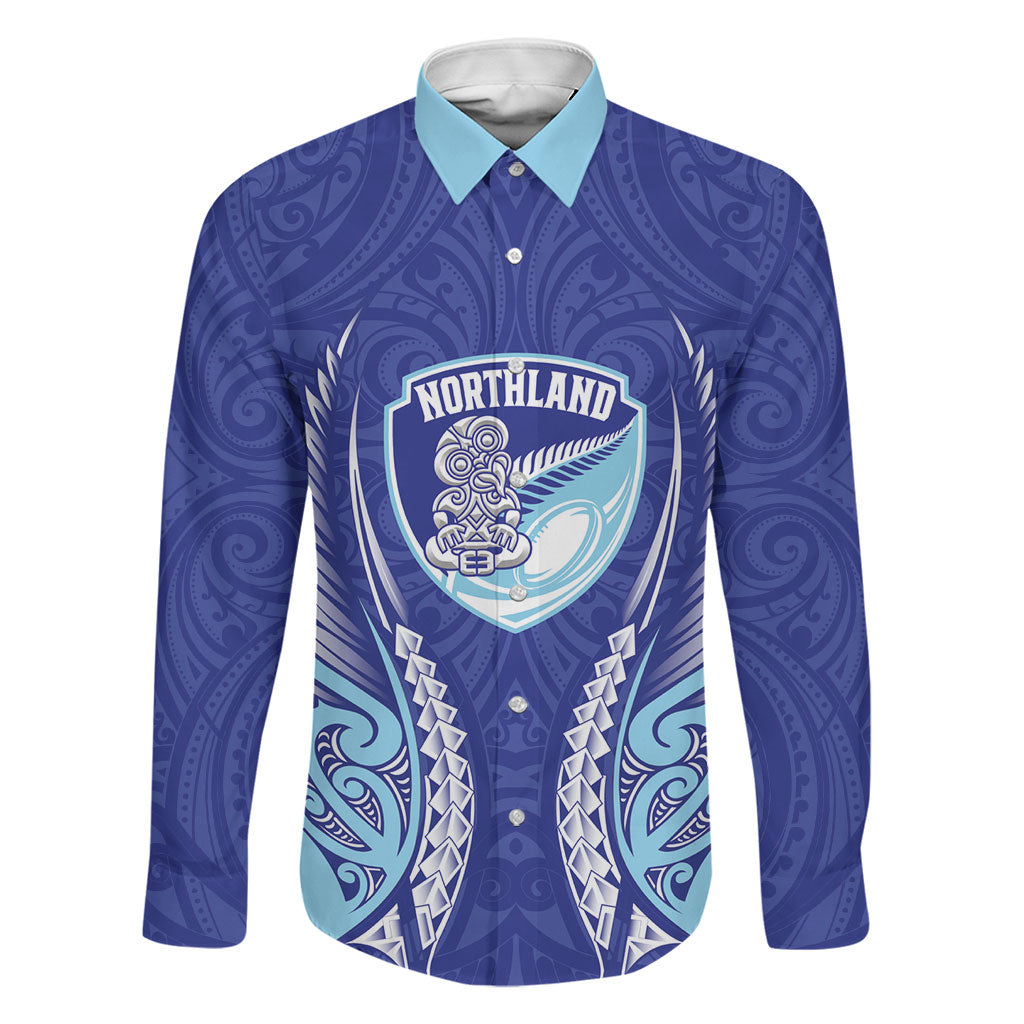 Northland 2026 Rugby Custom Family Matching Summer Maxi Dress and Hawaiian Shirt NZ Maori Silver Fern LT14 Dad's Shirt - Long Sleeve Blue - Polynesian Pride