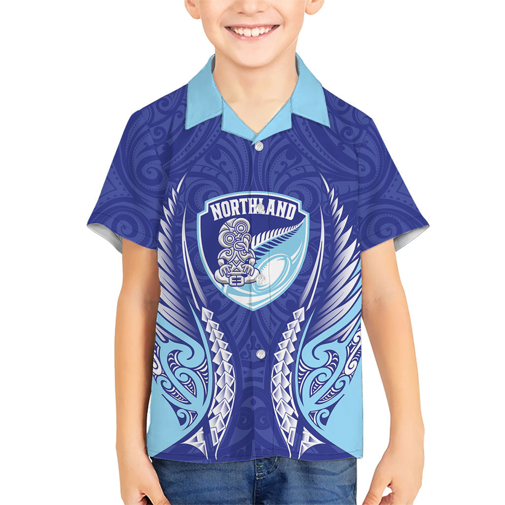 Northland 2026 Rugby Custom Family Matching Tank Maxi Dress and Hawaiian Shirt NZ Maori Silver Fern LT14 Son's Shirt Blue - Polynesian Pride