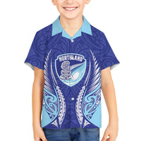 Northland 2026 Rugby Custom Family Matching Tank Maxi Dress and Hawaiian Shirt NZ Maori Silver Fern LT14 Son's Shirt Blue - Polynesian Pride
