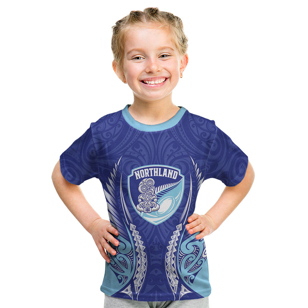 Northland 2026 Rugby Custom Kid T Shirt NZ Maori Silver Fern LT14 Blue - Polynesian Pride