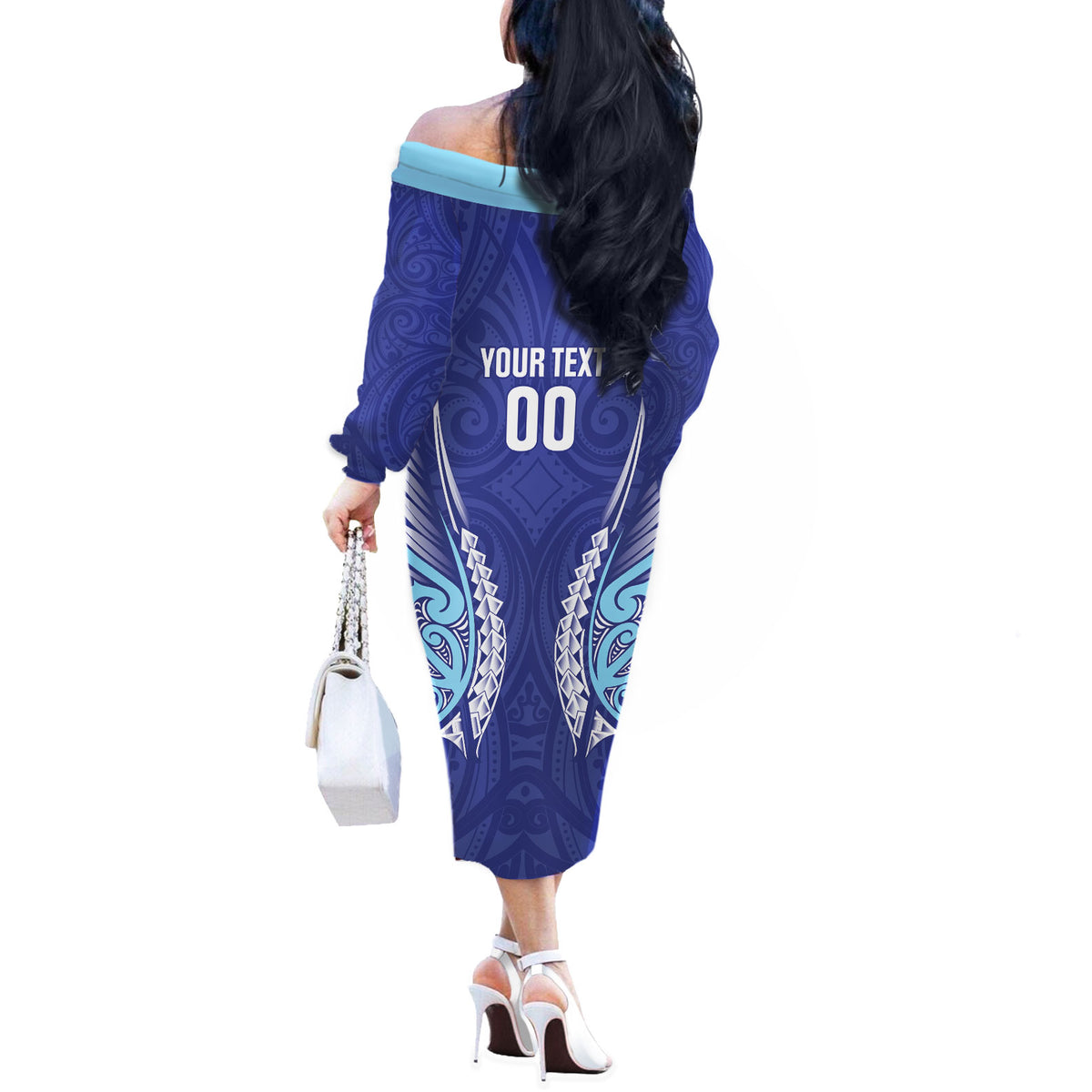 Northland 2026 Rugby Custom Off The Shoulder Long Sleeve Dress NZ Maori Silver Fern