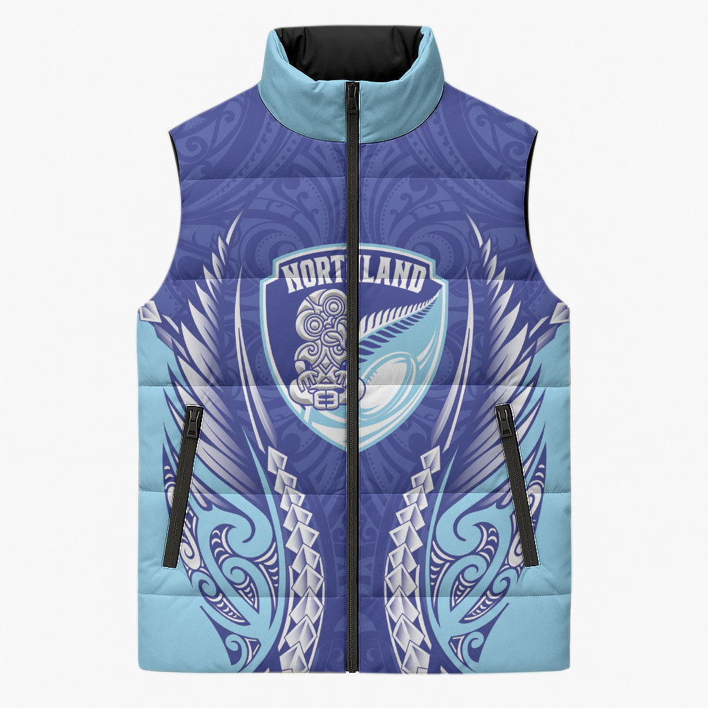 Northland 2026 Rugby Custom Sleeveless Puffer Jacket NZ Maori Silver Fern LT14 Unisex Blue - Polynesian Pride