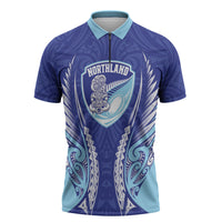 Northland 2026 Rugby Custom Zipper Polo Shirt NZ Maori Silver Fern LT14 Blue - Polynesian Pride