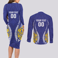 Otago 2026 Rugby Custom Couples Matching Long Sleeve Bodycon Dress and Long Sleeve Button Shirt NZ Maori Silver Fern LT14 - Polynesian Pride