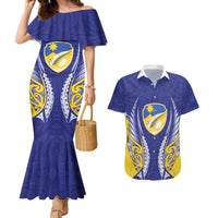 Otago 2026 Rugby Custom Couples Matching Mermaid Dress and Hawaiian Shirt NZ Maori Silver Fern LT14 Blue - Polynesian Pride