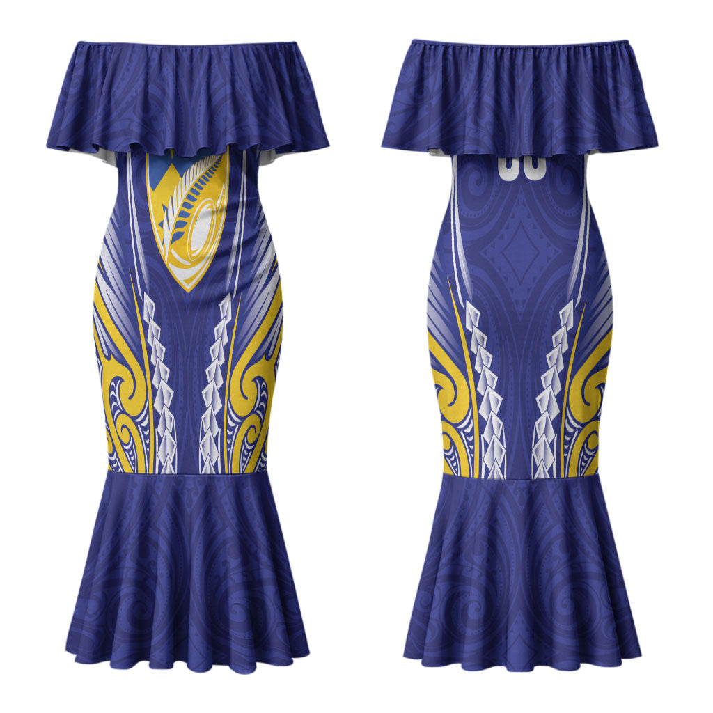 Otago 2026 Rugby Custom Couples Matching Mermaid Dress and Long Sleeve Button Shirt NZ Maori Silver Fern LT14 - Polynesian Pride