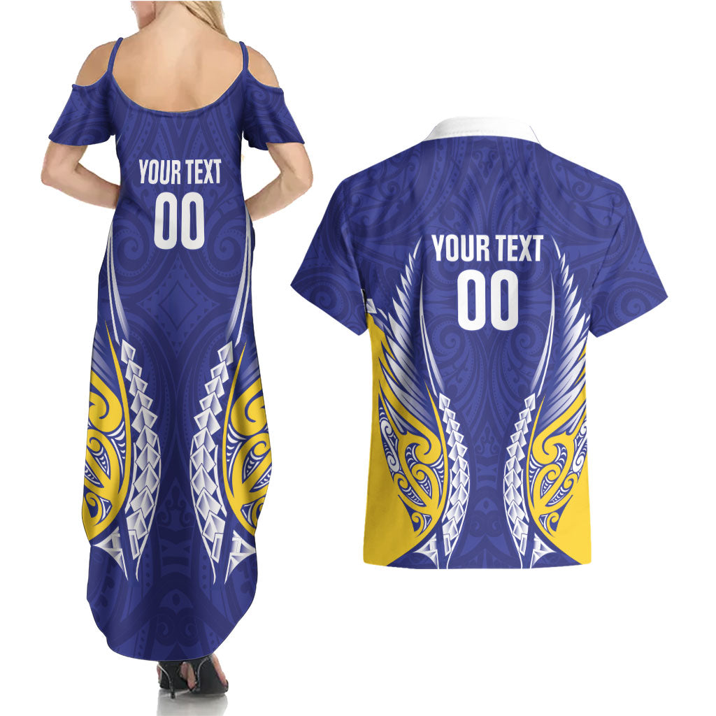 Otago 2026 Rugby Custom Couples Matching Summer Maxi Dress and Hawaiian Shirt NZ Maori Silver Fern LT14 - Polynesian Pride