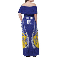 Otago 2026 Rugby Custom Family Matching Off Shoulder Maxi Dress and Hawaiian Shirt NZ Maori Silver Fern LT14 - Polynesian Pride
