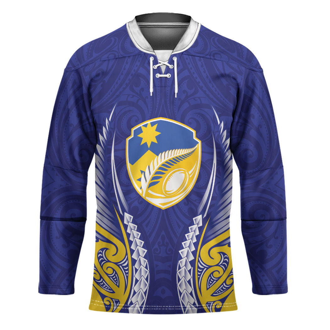 Otago 2026 Rugby Custom Hockey Jersey NZ Maori Silver Fern LT14 Unisex Blue - Polynesian Pride