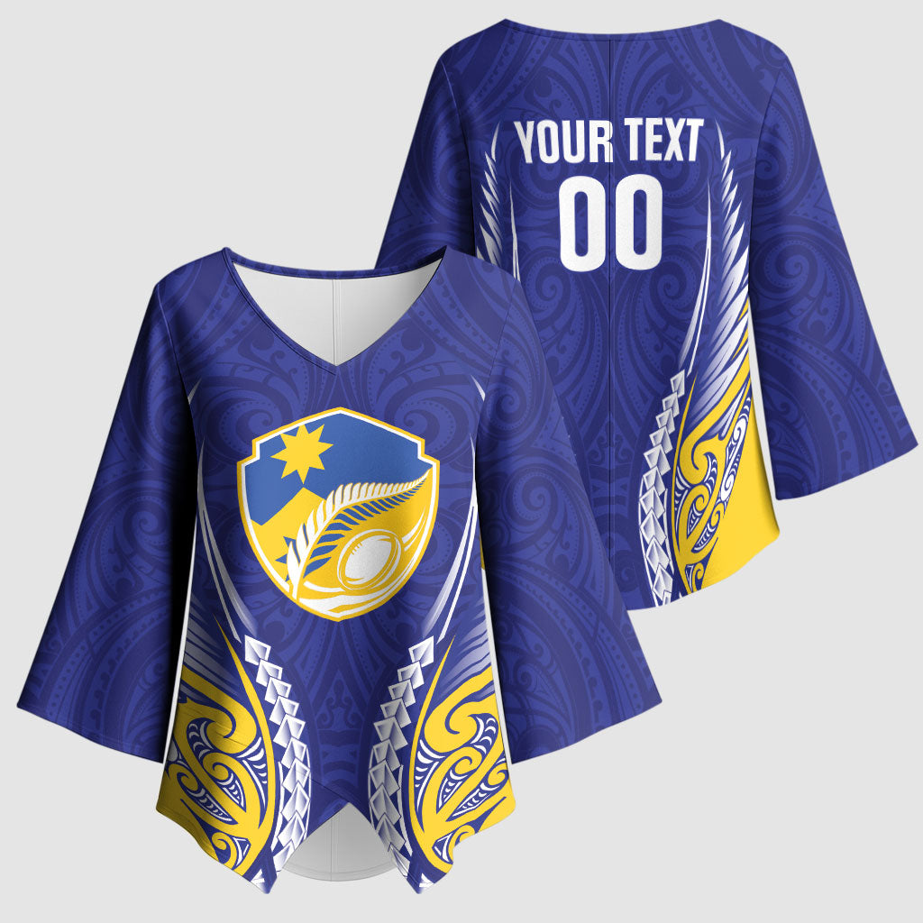 Otago 2026 Rugby Custom Kimono Sleeve Blouse NZ Maori Silver Fern
