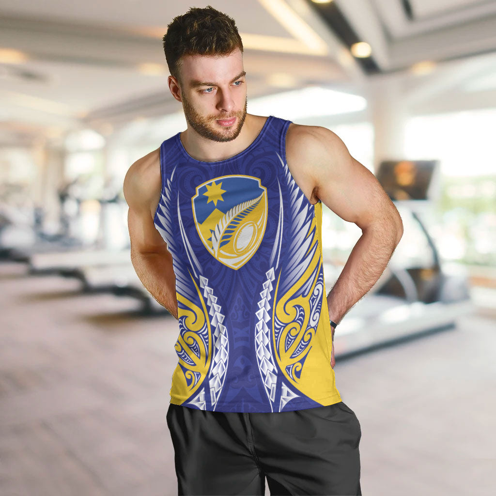 Otago 2026 Rugby Custom Men Tank Top NZ Maori Silver Fern LT14 Blue - Polynesian Pride