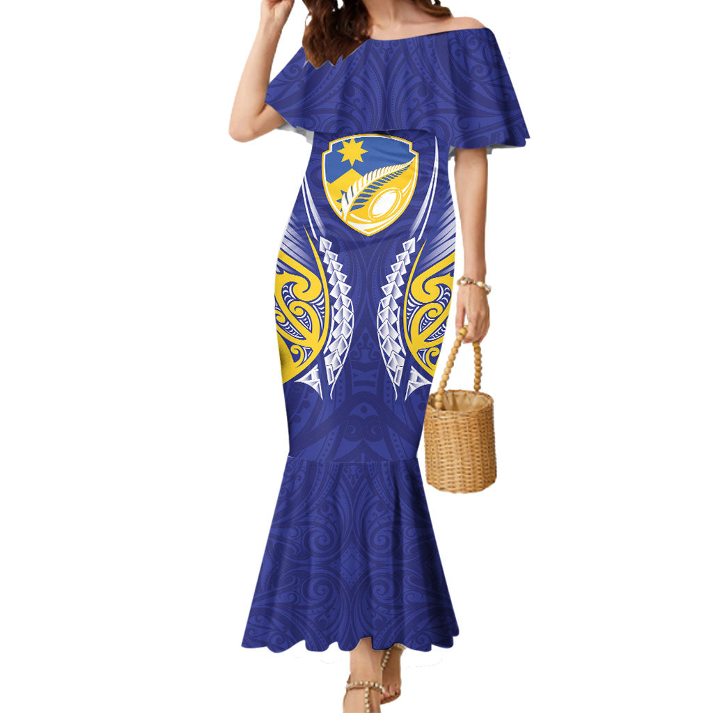 Otago 2026 Rugby Custom Mermaid Dress NZ Maori Silver Fern LT14 Women Blue - Polynesian Pride