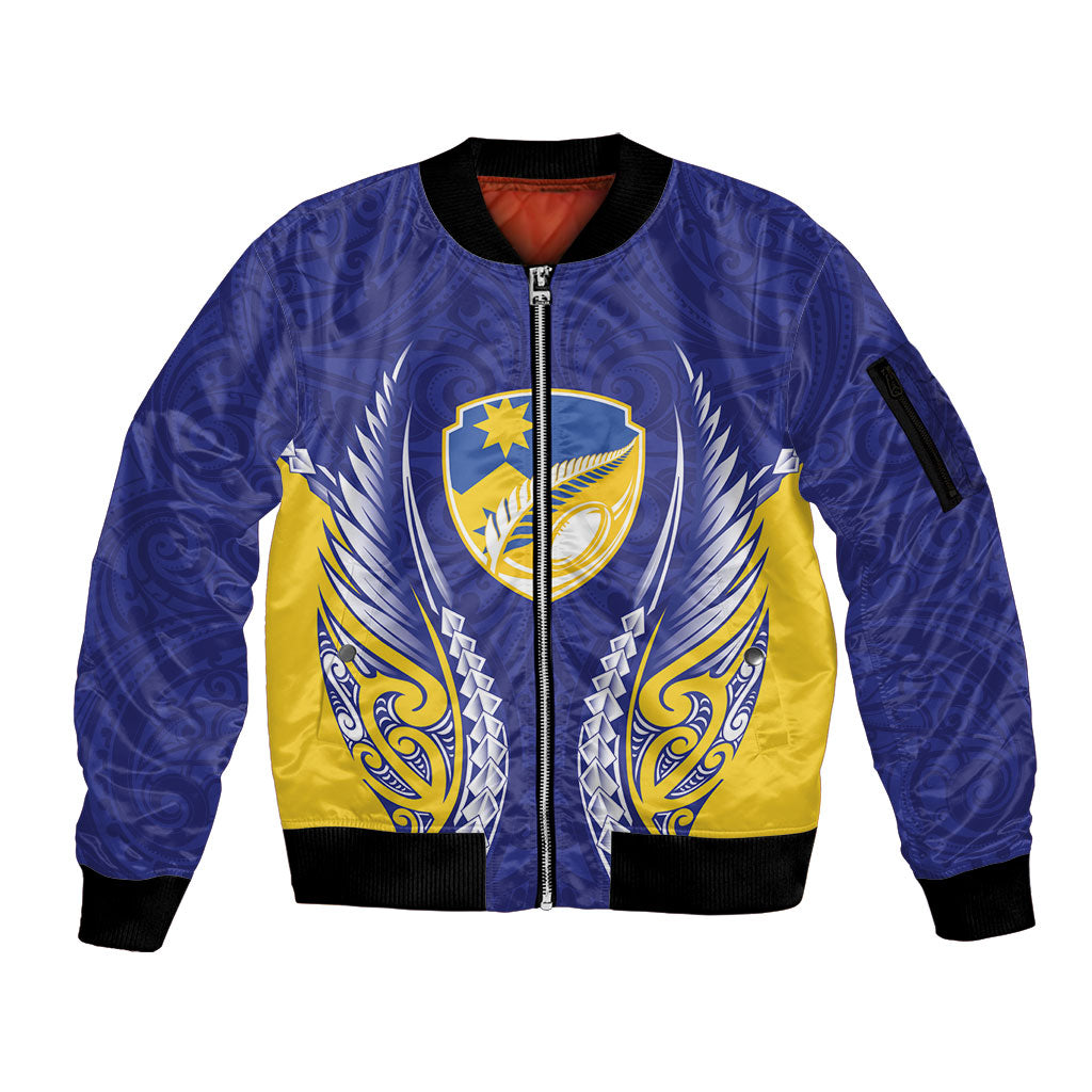 Otago 2026 Rugby Custom Sleeve Zip Bomber Jacket NZ Maori Silver Fern LT14 Unisex Blue - Polynesian Pride
