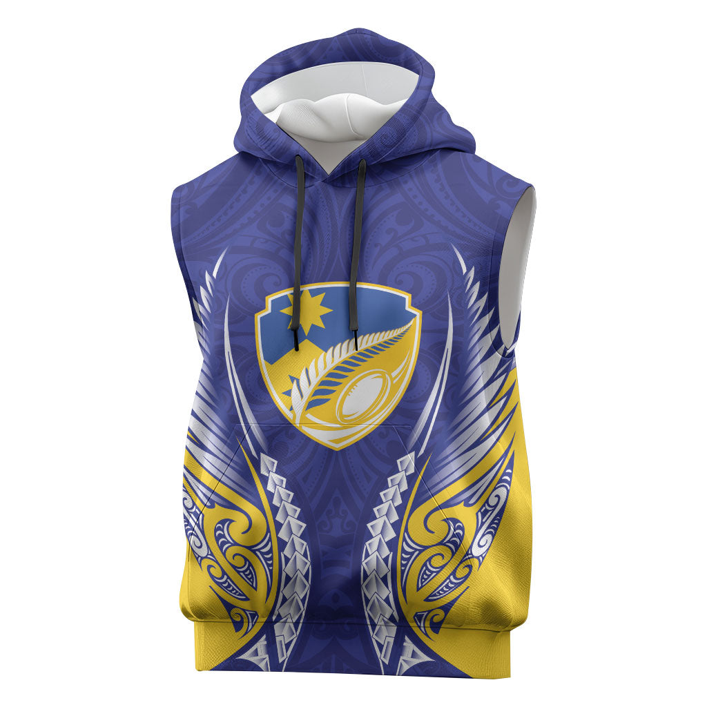 Otago 2026 Rugby Custom Sleeveless Hoodie NZ Maori Silver Fern LT14 Blue - Polynesian Pride
